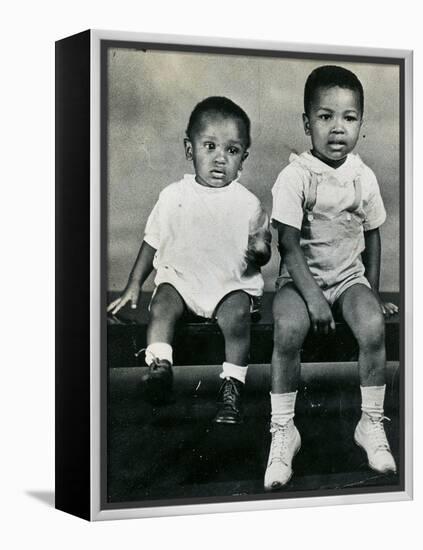 Cassius Clay Sitting on a Bench with His Brother Rudy-null-Framed Premier Image Canvas