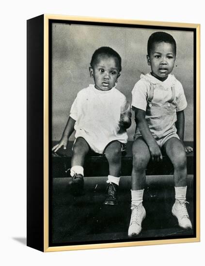 Cassius Clay Sitting on a Bench with His Brother Rudy-null-Framed Premier Image Canvas