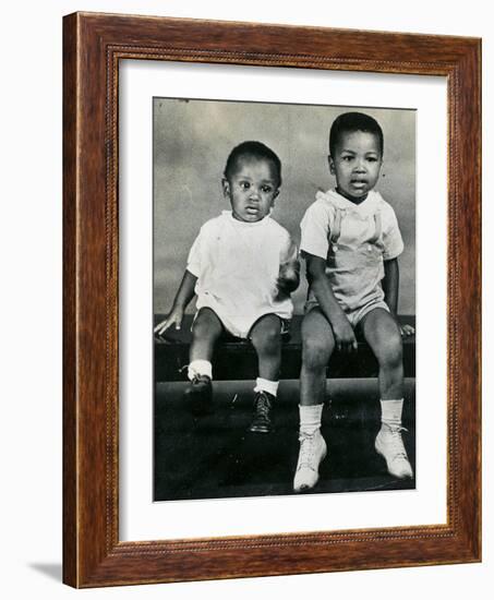 Cassius Clay Sitting on a Bench with His Brother Rudy-null-Framed Photographic Print