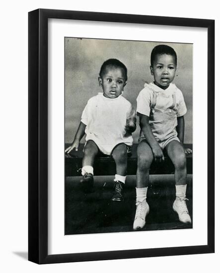 Cassius Clay Sitting on a Bench with His Brother Rudy-null-Framed Photographic Print