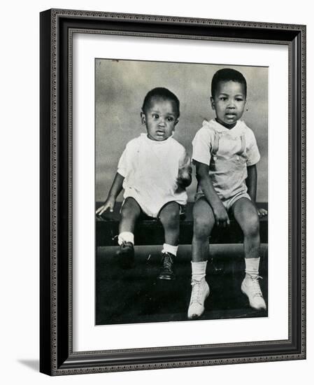 Cassius Clay Sitting on a Bench with His Brother Rudy-null-Framed Photographic Print