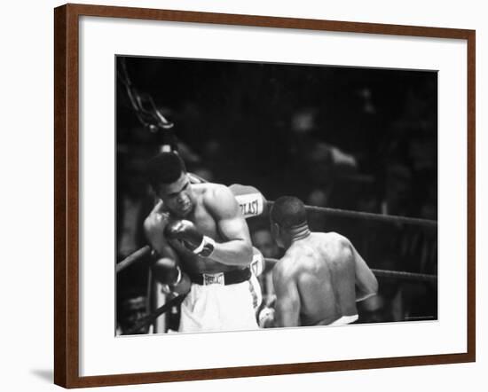 Cassius M. Clay and Sonny Liston During World Championship Fight-Ralph Morse-Framed Premium Photographic Print