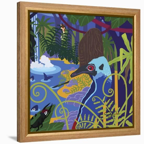 Cassowary In The Rainforest-Cindy Wider-Framed Premier Image Canvas