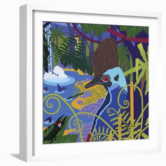 Cassowary In The Rainforest-Cindy Wider-Framed Giclee Print