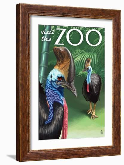 Cassowary - Visit the Zoo, c.2009-Lantern Press-Framed Art Print