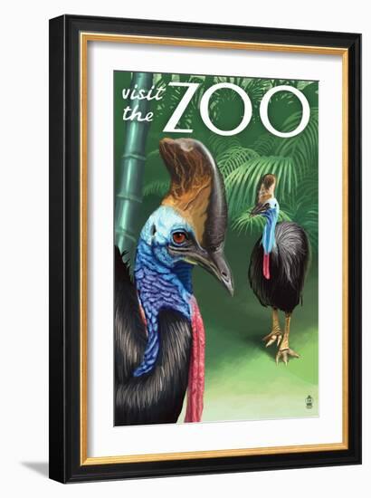 Cassowary - Visit the Zoo, c.2009-Lantern Press-Framed Art Print