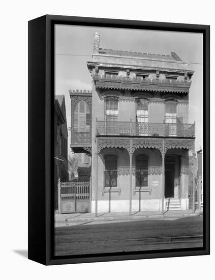 Cast iron grillwork house near Lee Circle on Saint Charles Avenue, New Orleans, Louisiana, 1936-Walker Evans-Framed Premier Image Canvas