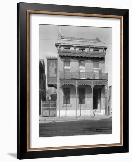 Cast iron grillwork house near Lee Circle on Saint Charles Avenue, New Orleans, Louisiana, 1936-Walker Evans-Framed Photographic Print