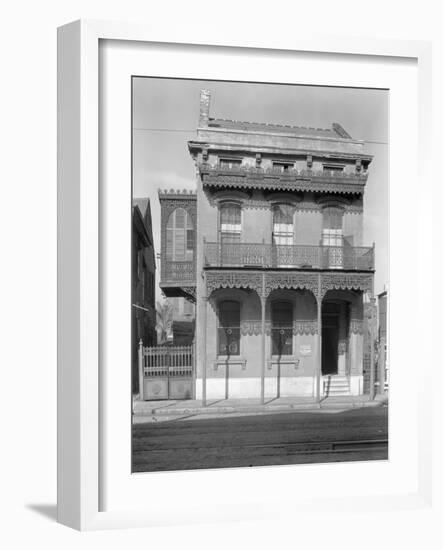 Cast iron grillwork house near Lee Circle on Saint Charles Avenue, New Orleans, Louisiana, 1936-Walker Evans-Framed Photographic Print