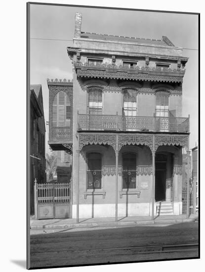 Cast iron grillwork house near Lee Circle on Saint Charles Avenue, New Orleans, Louisiana, 1936-Walker Evans-Mounted Photographic Print