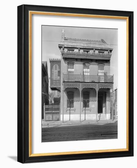 Cast iron grillwork house near Lee Circle on Saint Charles Avenue, New Orleans, Louisiana, 1936-Walker Evans-Framed Photographic Print