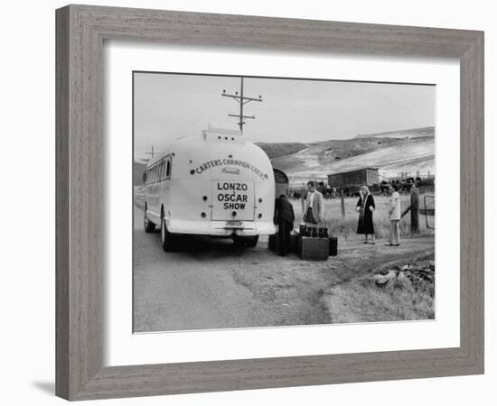 Cast Members of the Grand Ole Opry Loading onto a Bus During their Tour-Yale Joel-Framed Photographic Print