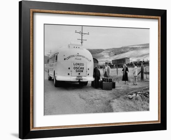 Cast Members of the Grand Ole Opry Loading onto a Bus During their Tour-Yale Joel-Framed Photographic Print