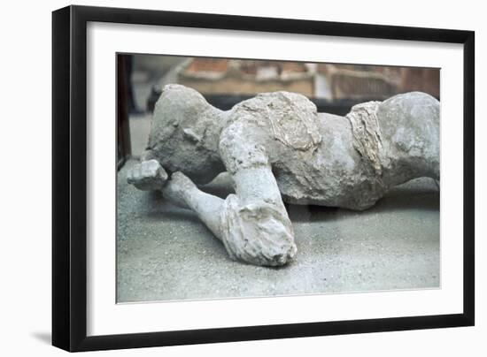 Cast of a victim of the eruption of Vesuvius, 1st century-Unknown-Framed Giclee Print