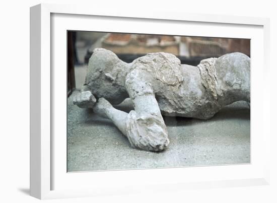 Cast of a victim of the eruption of Vesuvius, 1st century-Unknown-Framed Giclee Print