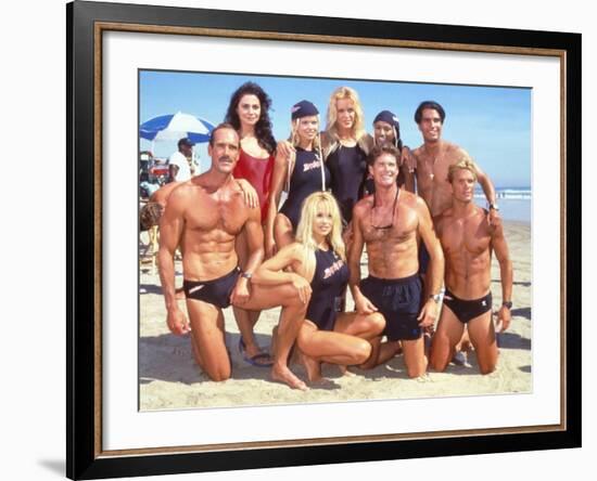 Cast of Syndicated Tv Series Baywatch Filming an Episode in Huntington Beach, Ca-Mirek Towski-Framed Premium Photographic Print