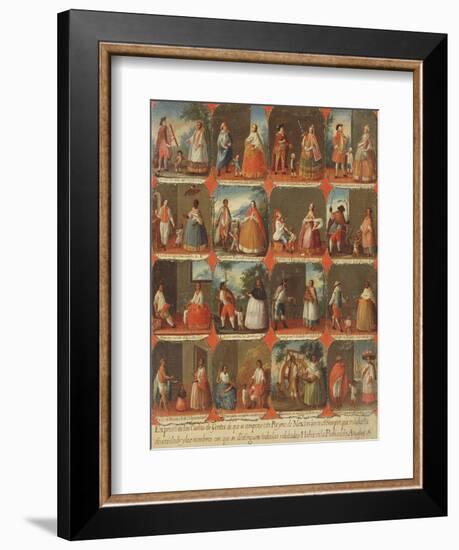 Castas, A View of the Various Peoples of Mexico, Mexican School, 18th Century-Jose Agustin Arrieta-Framed Giclee Print