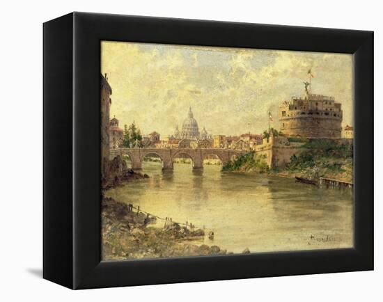 Castel Sant'Angelo and St. Peter's from the Tiber-Antonietta Brandeis-Framed Premier Image Canvas