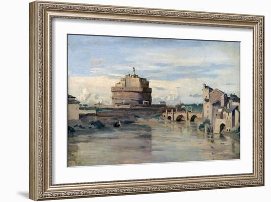 Castel Sant' Angelo and the River Tiber, Rome, C1816-1875-Jean-Baptiste-Camille Corot-Framed Giclee Print