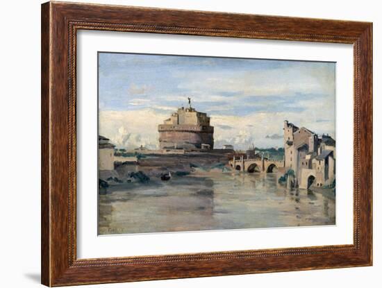 Castel Sant' Angelo and the River Tiber, Rome, C1816-1875-Jean-Baptiste-Camille Corot-Framed Giclee Print