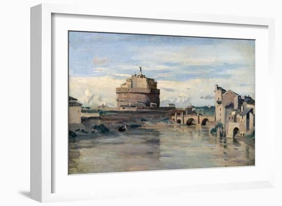 Castel Sant' Angelo and the River Tiber, Rome, C1816-1875-Jean-Baptiste-Camille Corot-Framed Giclee Print