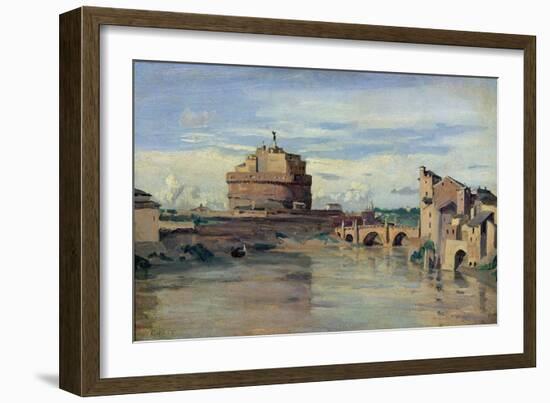 Castel Sant' Angelo and the River Tiber, Rome-Jean-Baptiste-Camille Corot-Framed Giclee Print