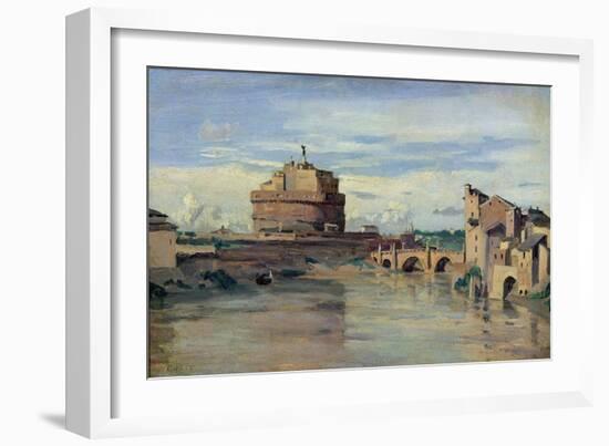 Castel Sant' Angelo and the River Tiber, Rome-Jean-Baptiste-Camille Corot-Framed Giclee Print