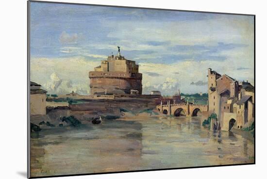 Castel Sant' Angelo and the River Tiber, Rome-Jean-Baptiste-Camille Corot-Mounted Giclee Print