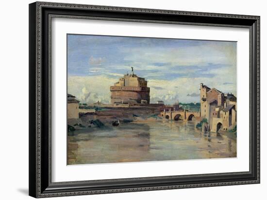 Castel Sant' Angelo and the River Tiber, Rome-Jean-Baptiste-Camille Corot-Framed Giclee Print