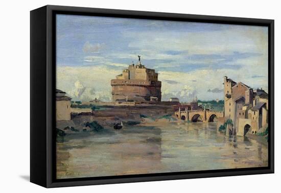 Castel Sant' Angelo and the River Tiber, Rome-Jean-Baptiste-Camille Corot-Framed Premier Image Canvas