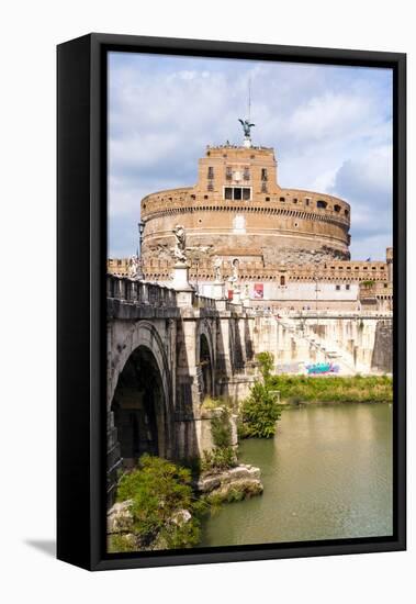 Castel Sant'Angelo, Ponte Sant'Angelo and Tiber River, UNESCO World Heritage Site, Rome, Lazio-Nico Tondini-Framed Premier Image Canvas
