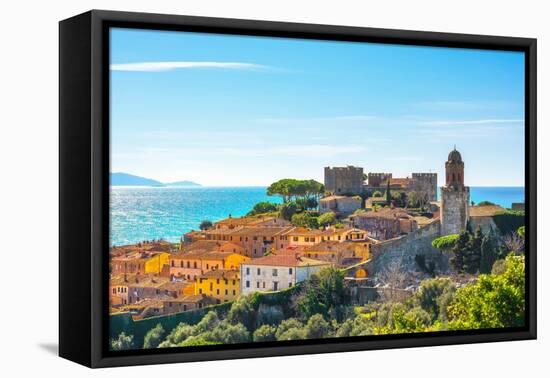 Castiglione Della Pescaia, Old Town and Sea. Maremma Tuscany, Italy-StevanZZ-Framed Premier Image Canvas