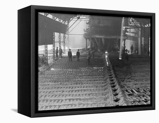Casting Pig Iron, Sloss City Furnaces, Birmingham, Ala.-null-Framed Stretched Canvas