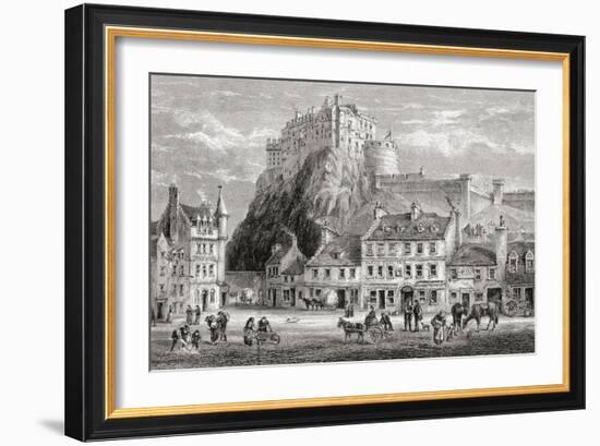 Castle and Grassmarket, Edinburgh, Scotland, from 'scottish Pictures Drawn with Pen and Pencil',…--Framed Giclee Print