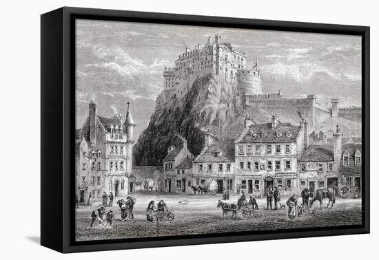 Castle and Grassmarket, Edinburgh, Scotland, from 'scottish Pictures Drawn with Pen and Pencil',…-null-Framed Premier Image Canvas