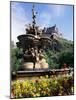 Castle and Princes Street Garden Fountain, Edinburgh, Lothian, Scotland, United Kingdom-Neale Clarke-Mounted Photographic Print