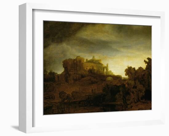 Castle at Twilight, 1640-Rembrandt van Rijn-Framed Premium Giclee Print