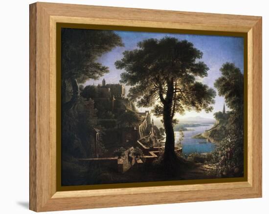 Castle by River, 1820-Karl Friedrich Schinkel-Framed Premier Image Canvas