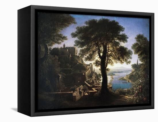 Castle by River, 1820-Karl Friedrich Schinkel-Framed Premier Image Canvas