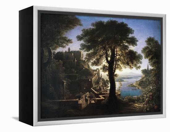 Castle by River, 1820-Karl Friedrich Schinkel-Framed Premier Image Canvas