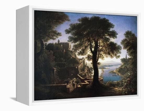 Castle by River, 1820-Karl Friedrich Schinkel-Framed Premier Image Canvas