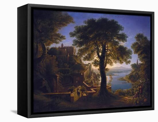 Castle by the River, 1820-Karl Friedrich Schinkel-Framed Premier Image Canvas