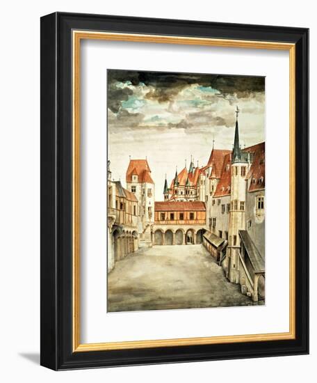 Castle Courtyard, Innsbruck (W/C)-Albrecht Dürer-Framed Premium Giclee Print