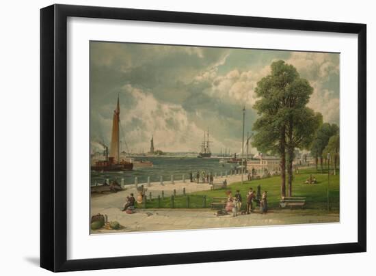 Castle Garden at the Tip of Manhattan with the Stature of Liberty in the Distance-null-Framed Art Print