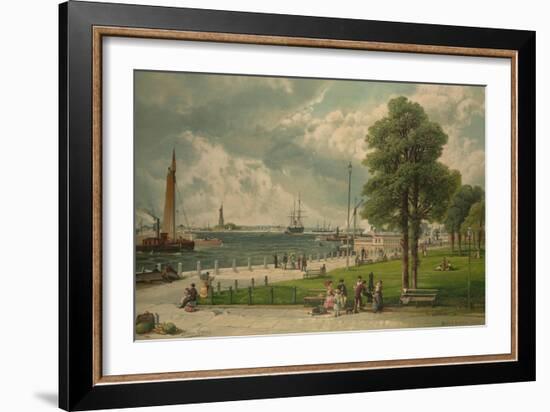 Castle Garden at the Tip of Manhattan with the Stature of Liberty in the Distance-null-Framed Art Print