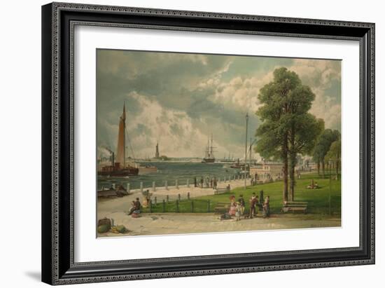 Castle Garden at the Tip of Manhattan with the Stature of Liberty in the Distance-null-Framed Art Print