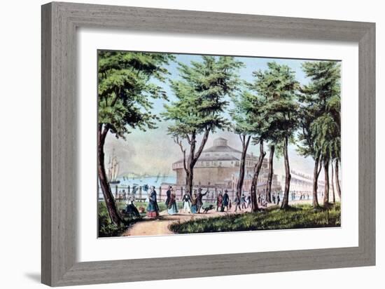 Castle Garden from the Battery, New York, 1848-Currier & Ives-Framed Giclee Print