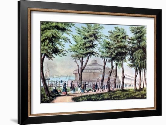 Castle Garden from the Battery, New York, 1848-Currier & Ives-Framed Giclee Print