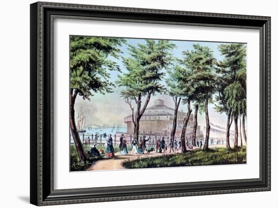 Castle Garden from the Battery, New York, 1848-Currier & Ives-Framed Giclee Print