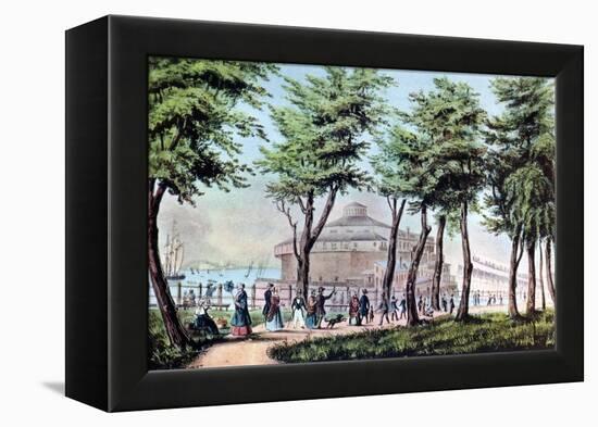 Castle Garden from the Battery, New York, 1848-Currier & Ives-Framed Premier Image Canvas